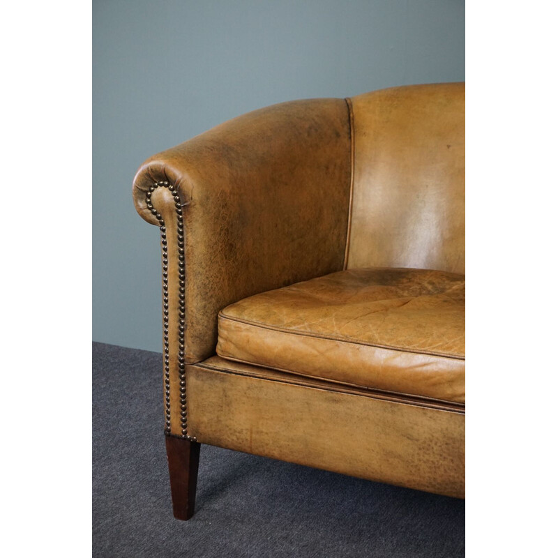 Vintage sheepskin leather club armchair by Nico van Oorschot