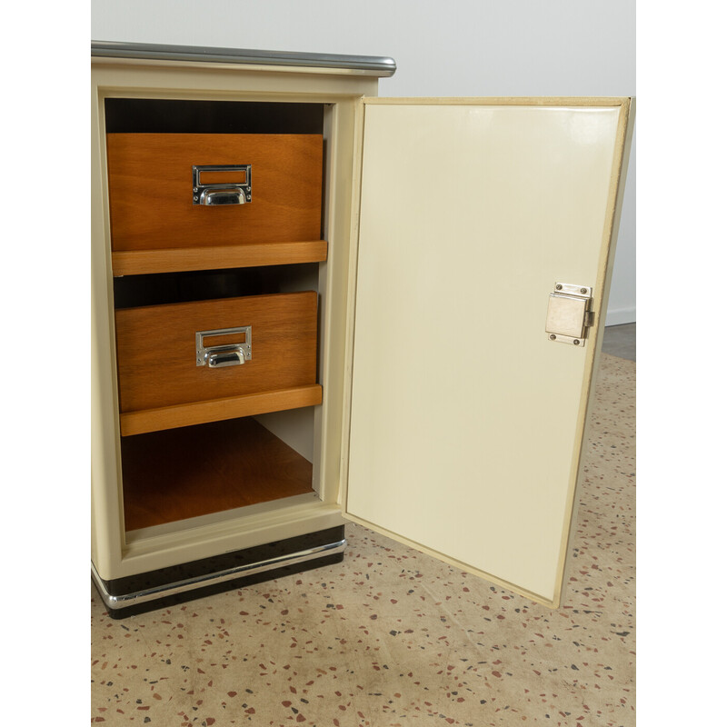 Vintage doctor's desk in white metal, Germany 1950