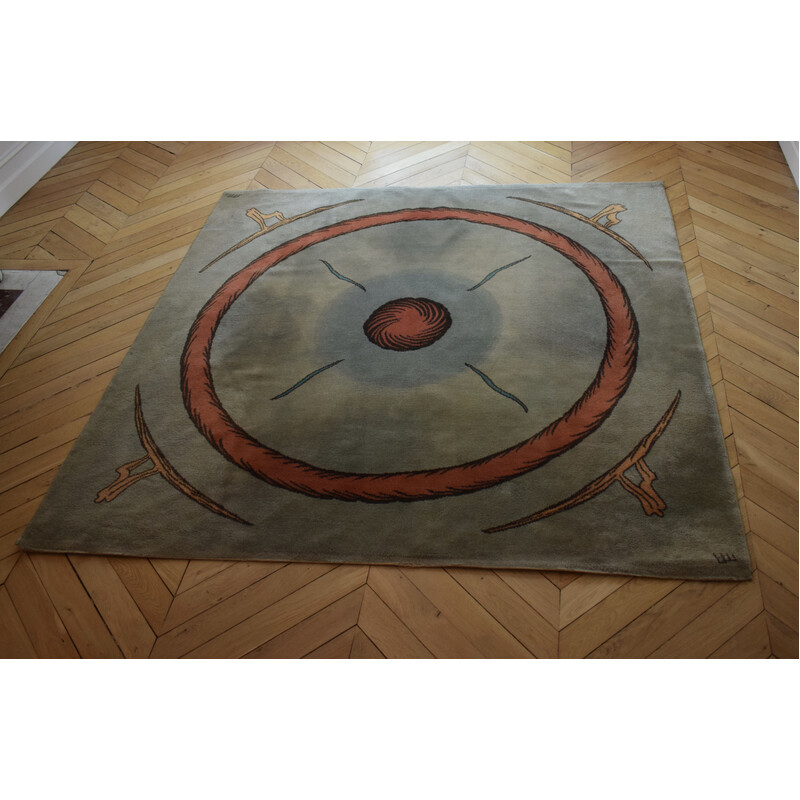 Vintage rug "Espace du Temps" by Pascal Mourgue for Toulemonde Bochart, 1989