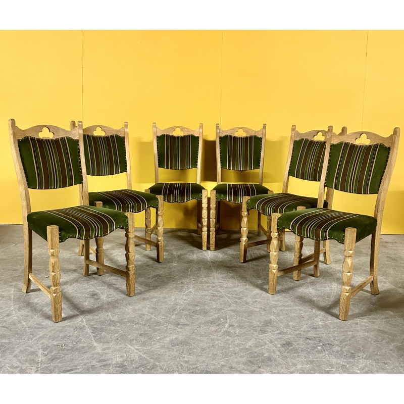 Set 6 vintage eiken eetkamerstoelen, Danemark 1960