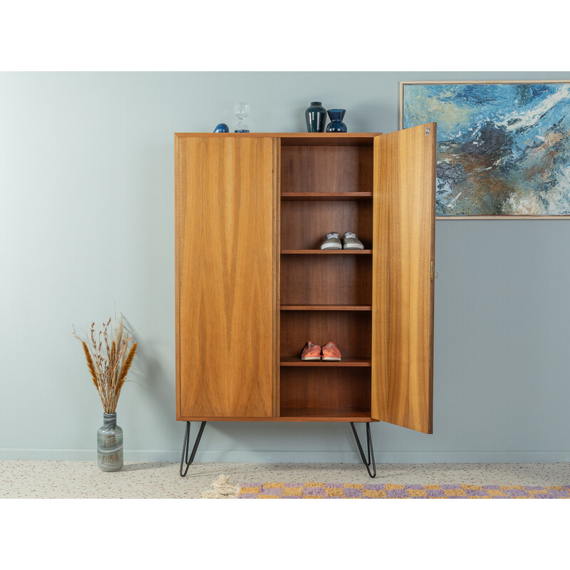 Vintage shoes cabinet in walnut veneer by Wk Möbel, Germany 1950