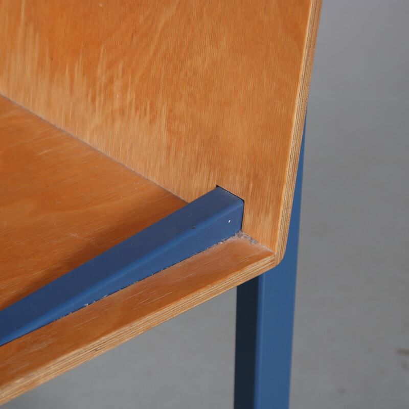 Cadeira de metal azul vintage da Melle Hammer, Holanda 1980