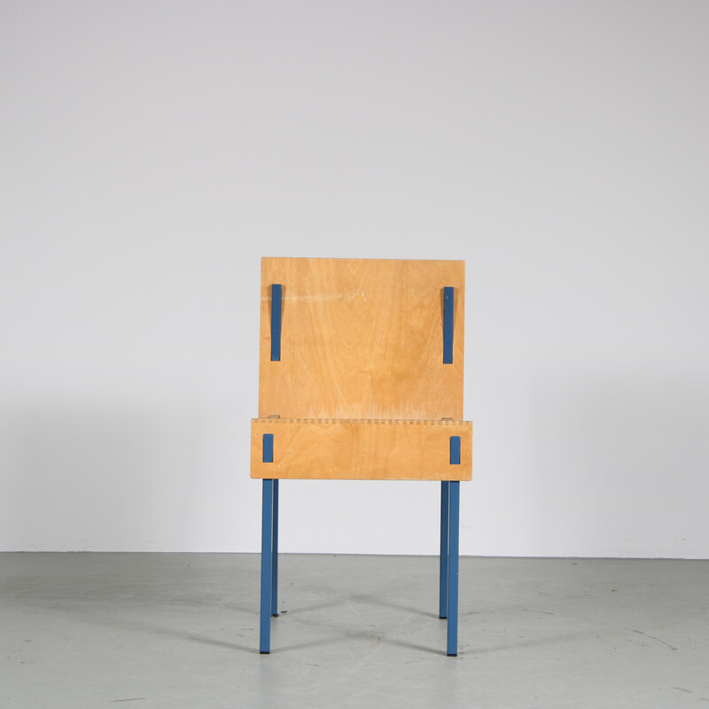 Vintage blue metal chair by Melle Hammer, Netherlands 1980