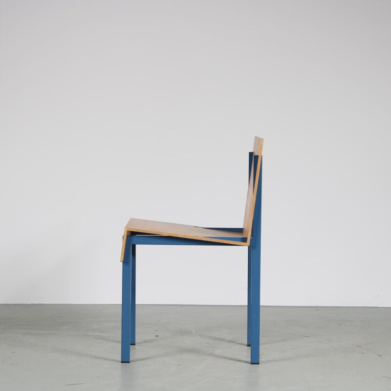 Vintage blue metal chair by Melle Hammer, Netherlands 1980