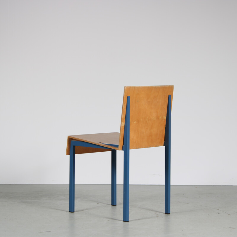 Vintage blauwe metalen stoel van Melle Hammer, Nederland 1980