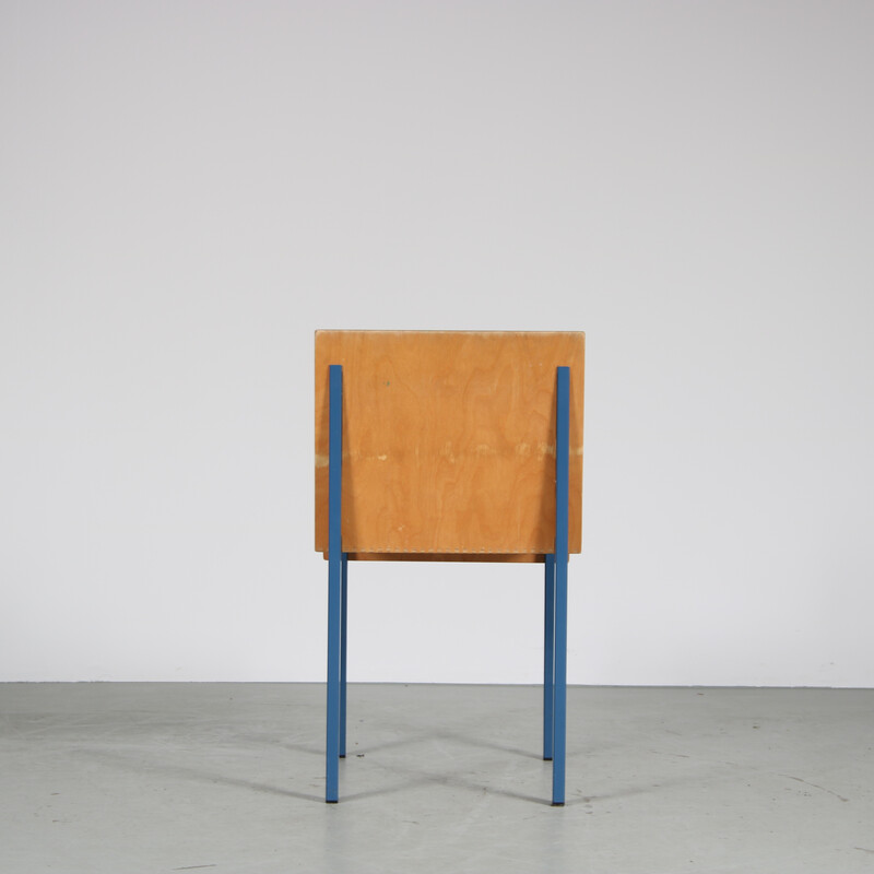 Vintage blue metal chair by Melle Hammer, Netherlands 1980