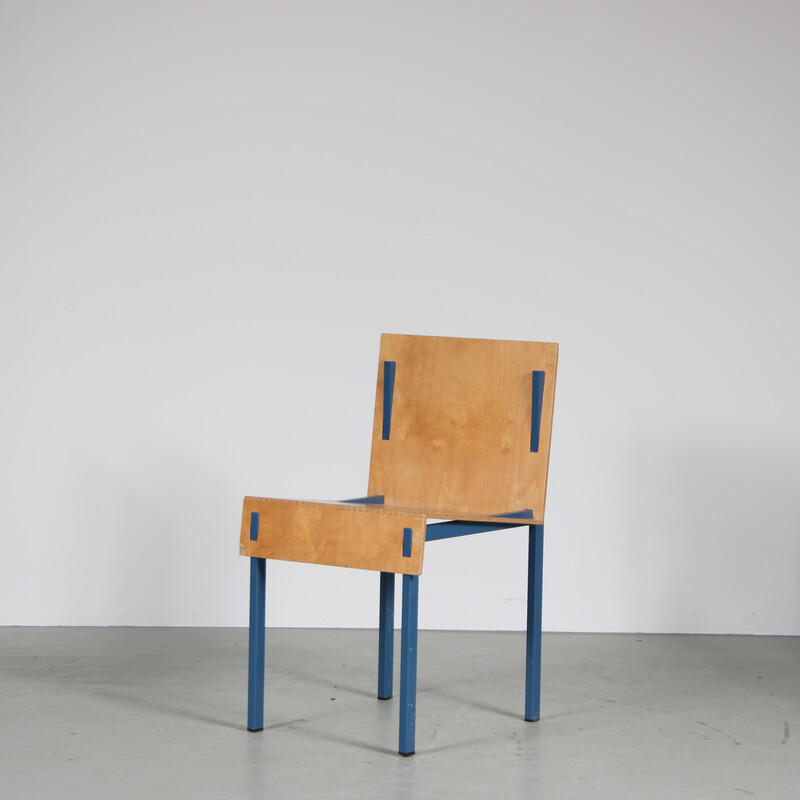 Vintage chair in blue metal by Melle Hammer, Netherlands 1980