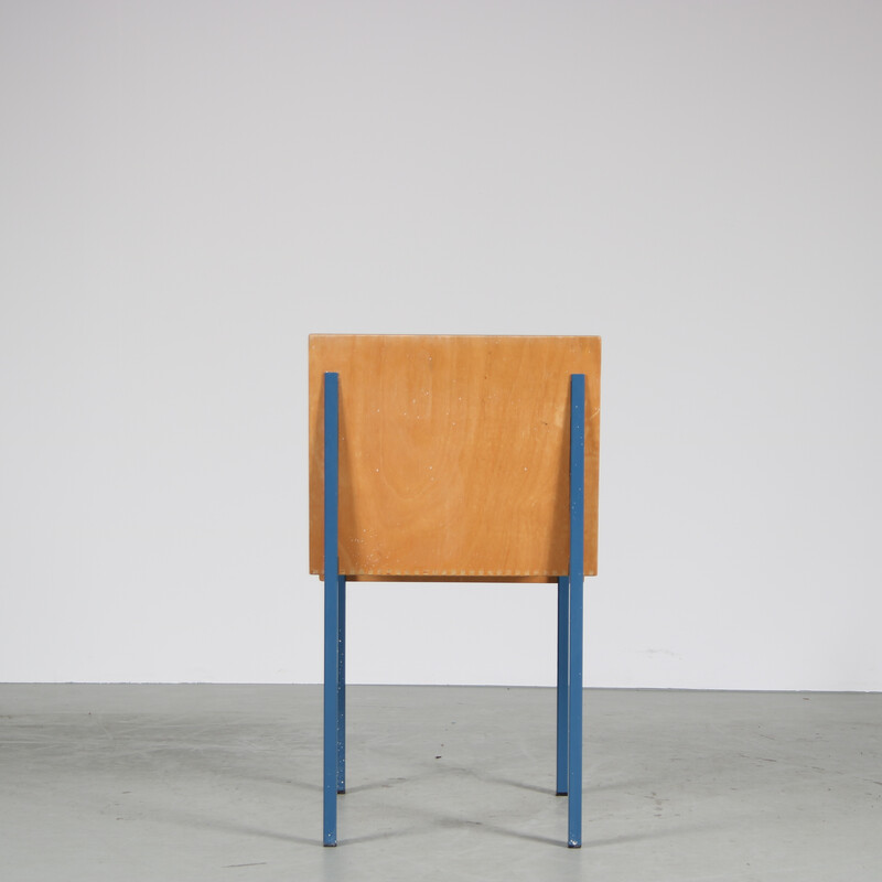 Vintage chair in blue metal by Melle Hammer, Netherlands 1980