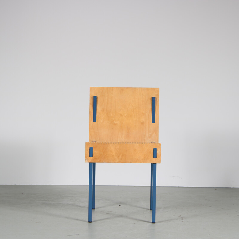 Vintage stoel blauw metaal van Melle Hammer, Nederland 1980