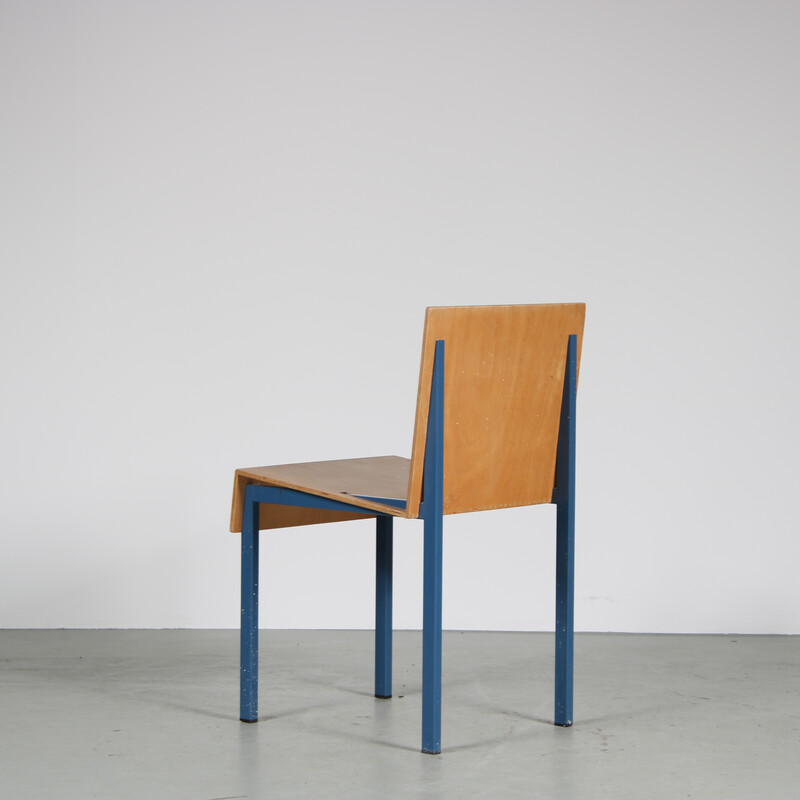 Vintage chair in blue metal by Melle Hammer, Netherlands 1980