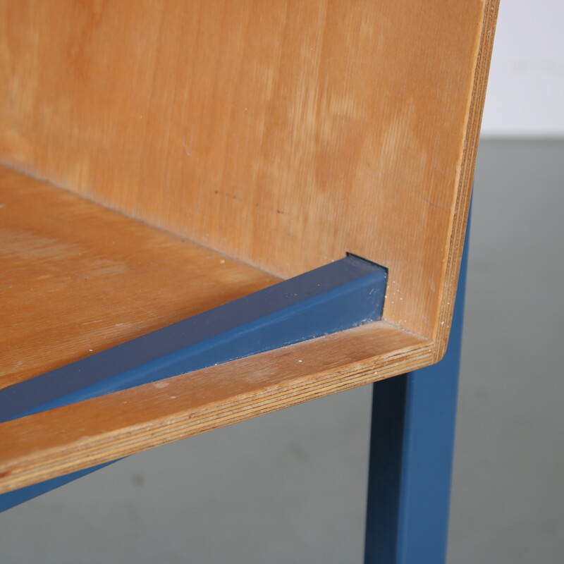 Vintage chair in blue metal by Melle Hammer, Netherlands 1980