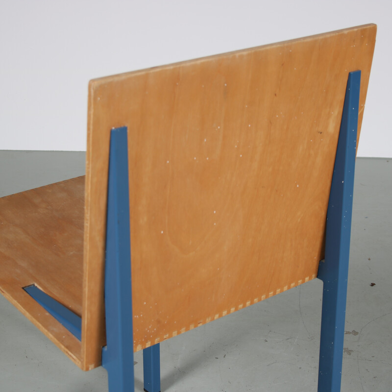 Vintage chair in blue metal by Melle Hammer, Netherlands 1980