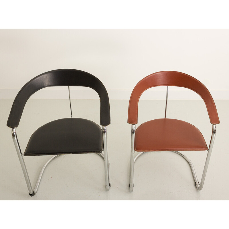 Paire de fauteuils vintage "Canasta" en cuir par Arrben, 1970