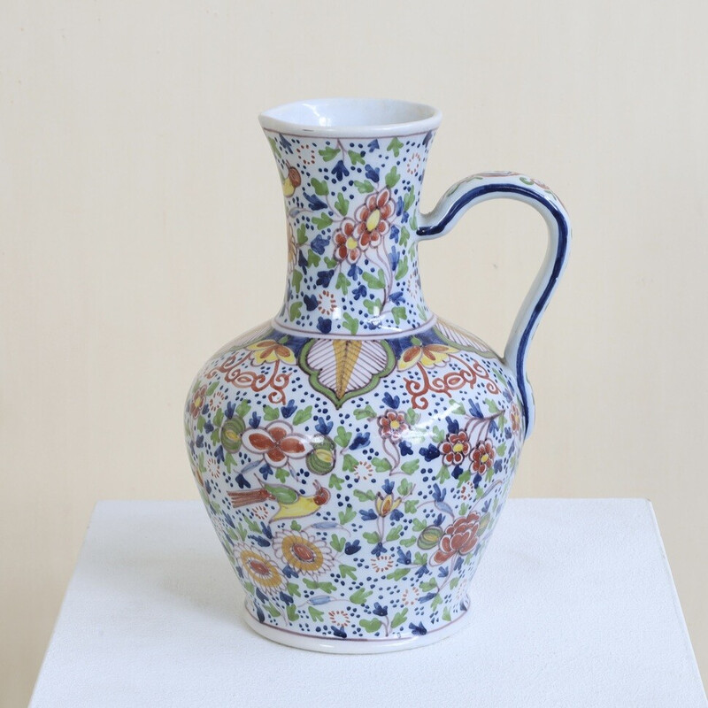 Vintage multi-coloured handpainted vase by Royal Tichelaar Makkum, 1960