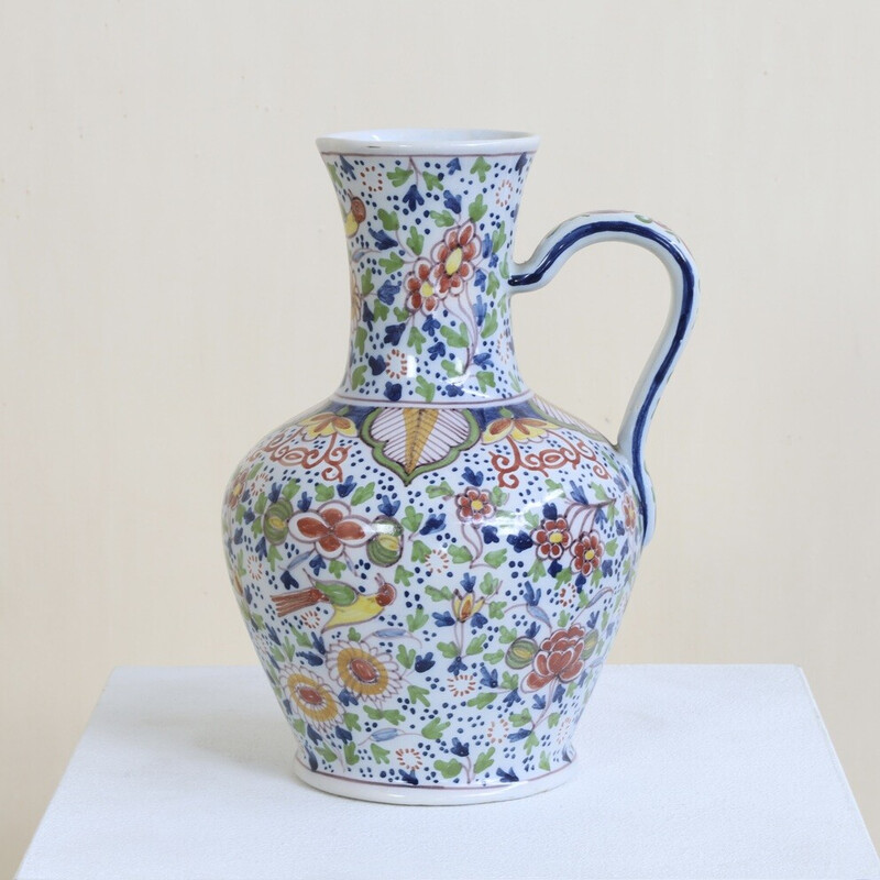 Mehrfarbige handbemalte Vase von Royal Tichelaar Makkum, 1960