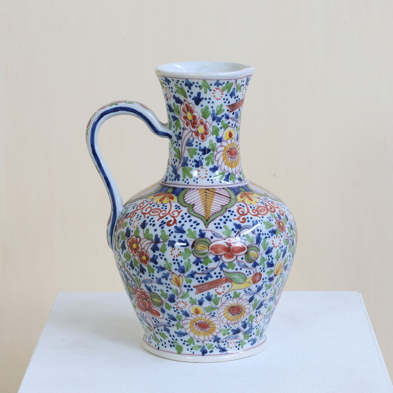 Mehrfarbige handbemalte Vase von Royal Tichelaar Makkum, 1960