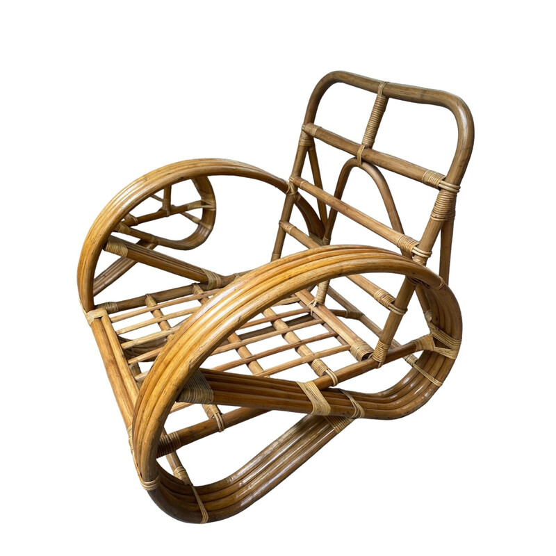Pair of vintage bamboo and rattan armchairs by Paul Frankl, 1960