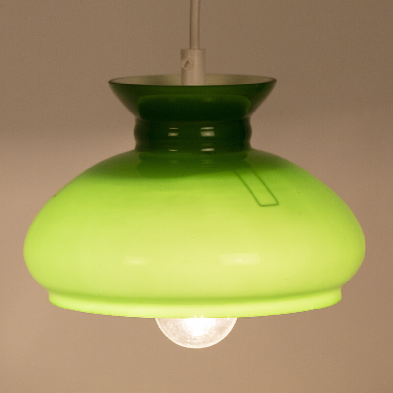 Vintage green glass space age pendant lamp