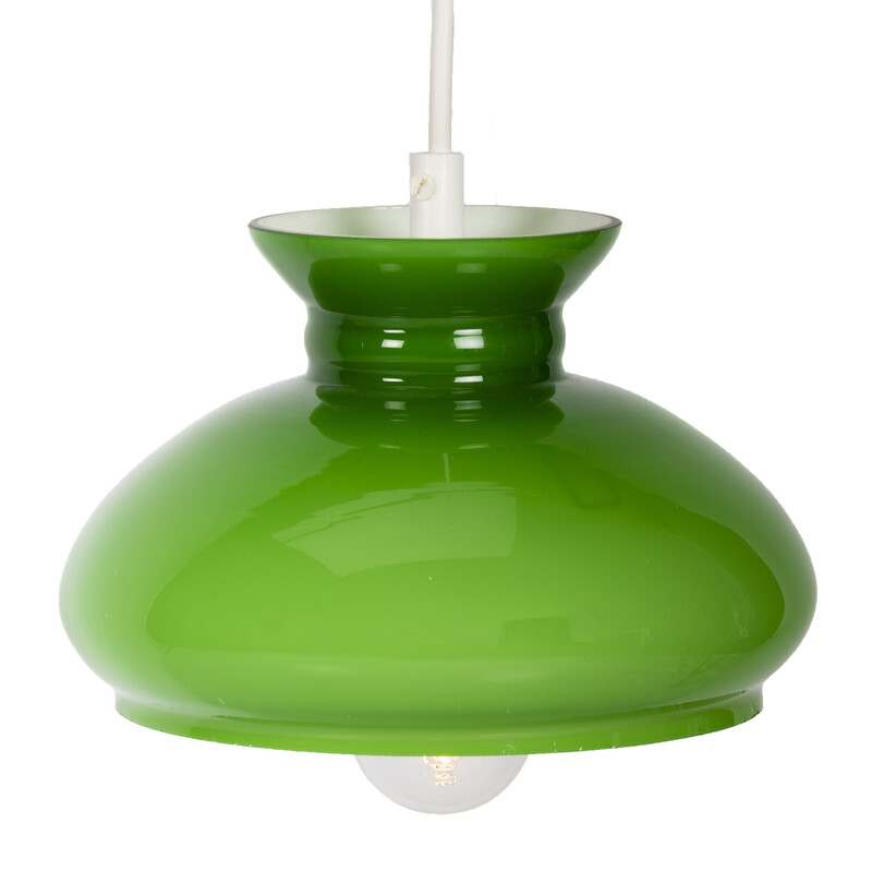 Vintage groen glazen space age hanglamp