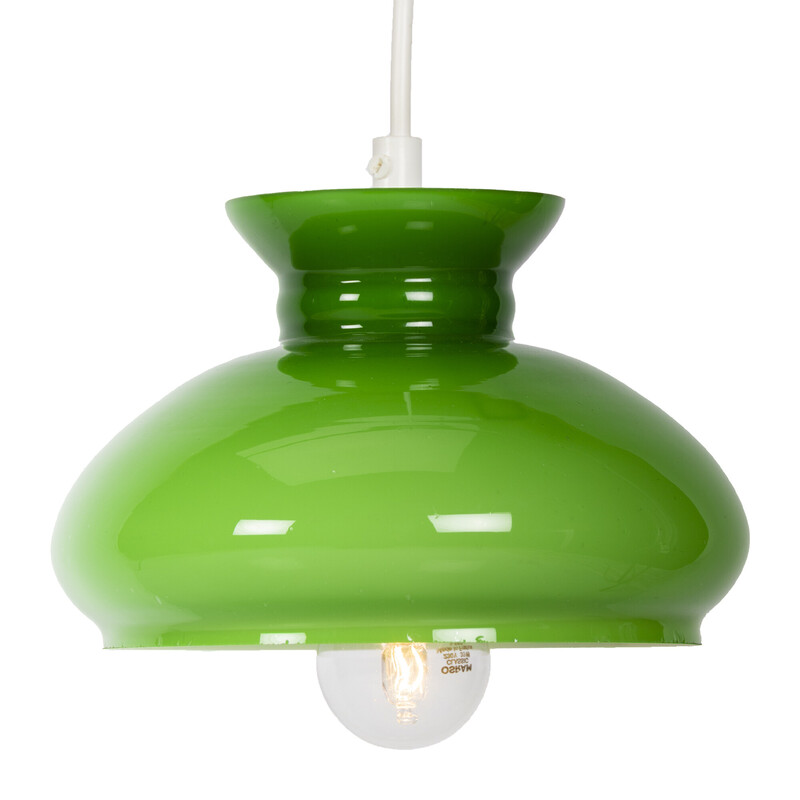 Vintage green glass space age pendant lamp