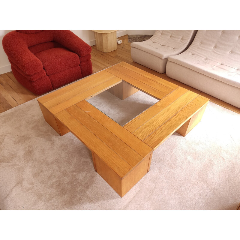 Vintage coffee table with 4 cubic seats by Tecno, 1970