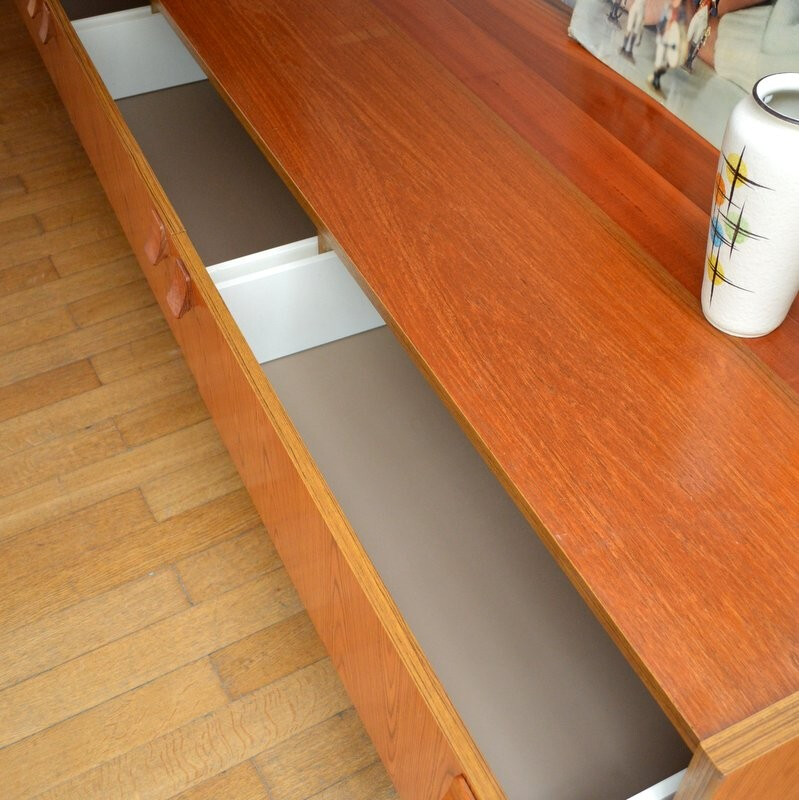 Large teak low sideboard - 1970s