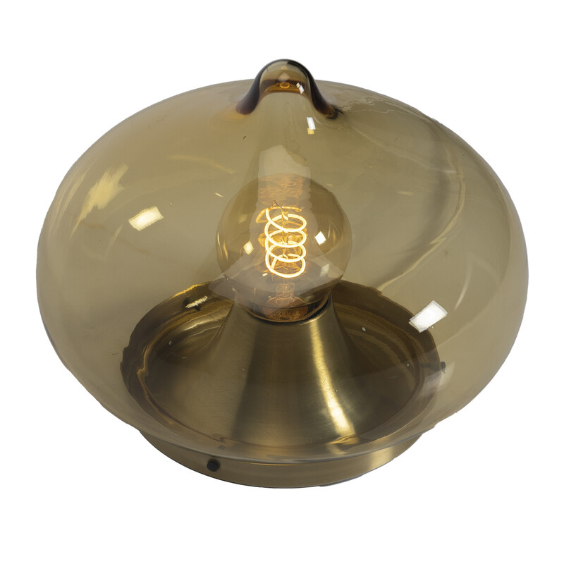 Lampada da soffitto a goccia in vetro marrone vintage per Dijkstra Lampen