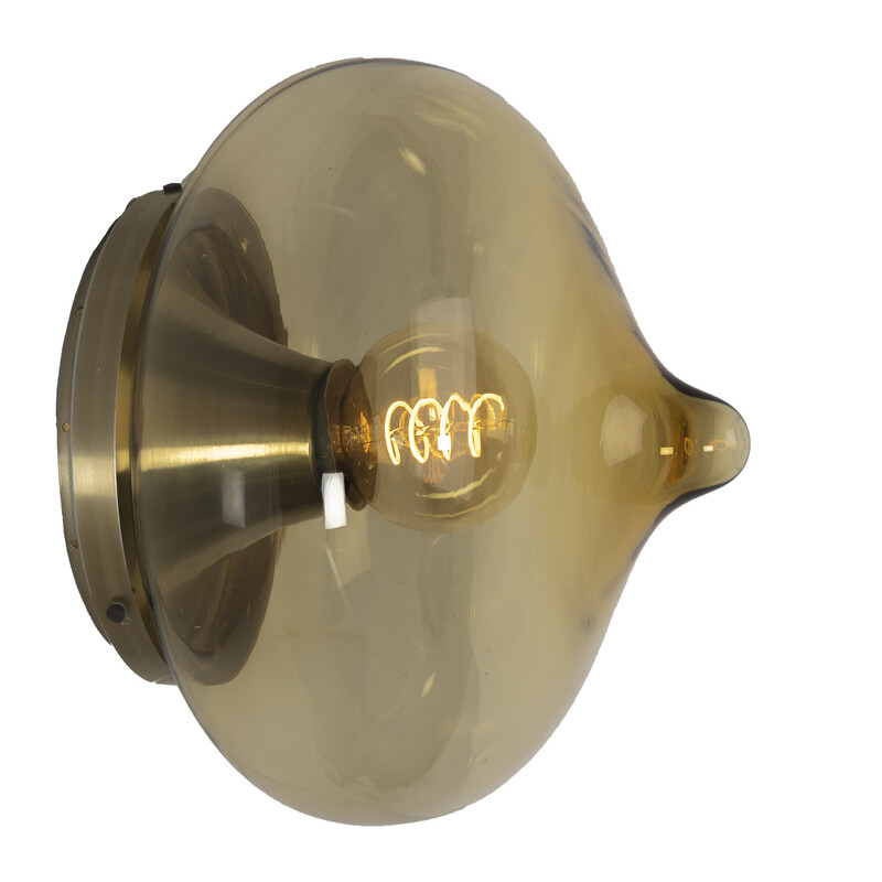 Lampada da soffitto a goccia in vetro marrone vintage per Dijkstra Lampen