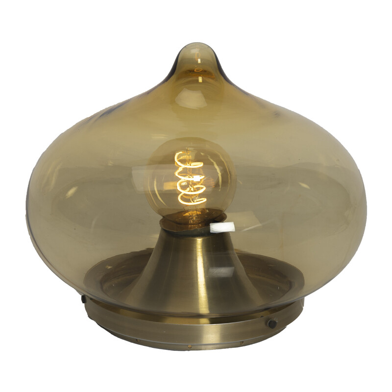 Vintage brown glass drop ceiling lamp for Dijkstra Lampen