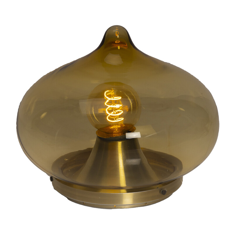 Lampada da soffitto a goccia in vetro marrone vintage per Dijkstra Lampen