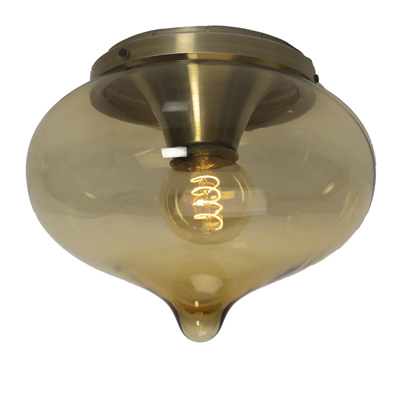 Lámpara de techo de cristal marrón vintage para Dijkstra Lampen