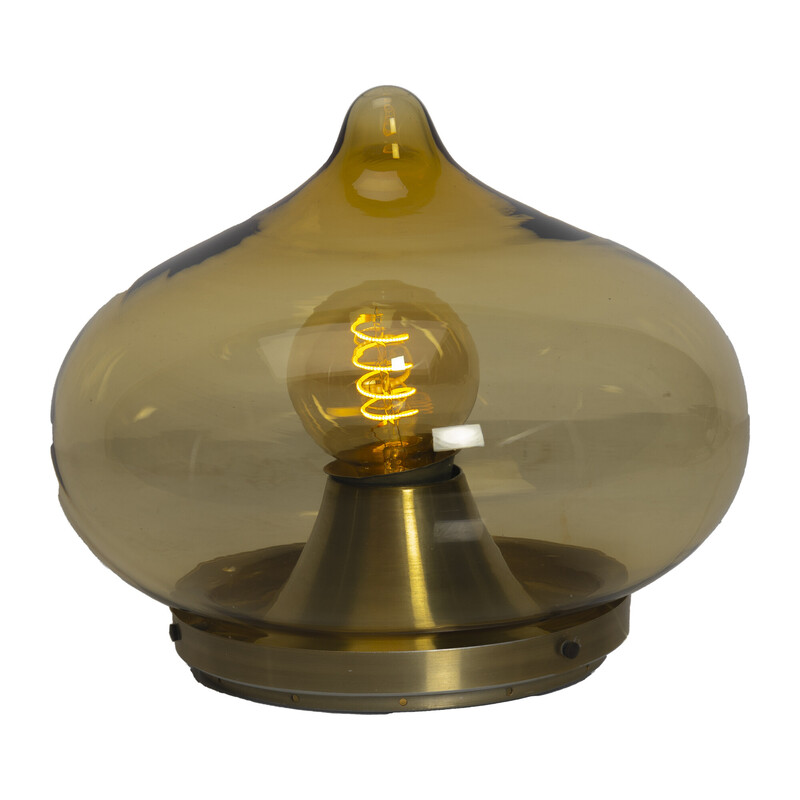 Lampada da soffitto a goccia in vetro marrone vintage per Dijkstra Lampen