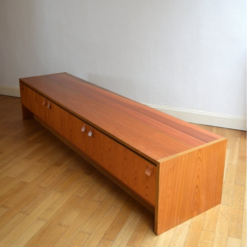 Large teak low sideboard - 1970s