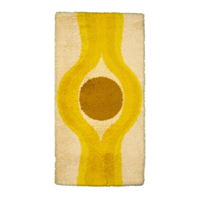 Vintage geel 'The Eye' tapijt