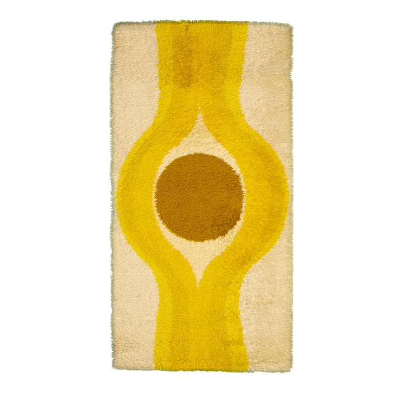 Vintage yellow 'The Eye' rug