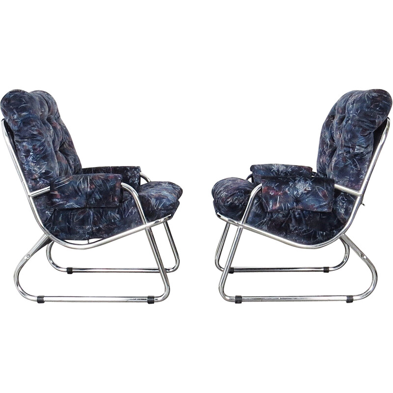 Pair of vintage tubular armchairs