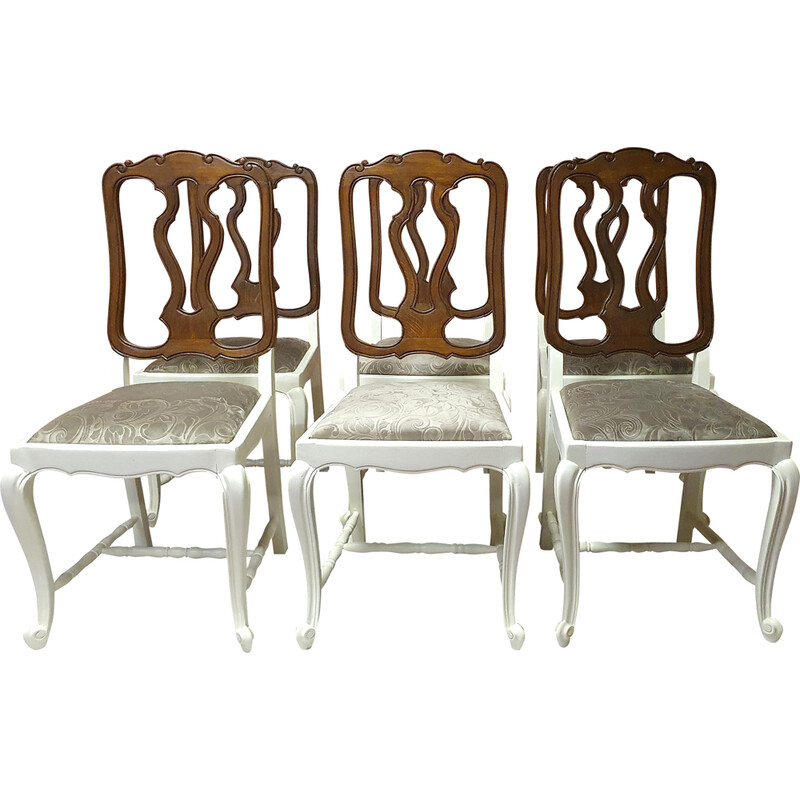 Set of vintage 6 chairs in oakwood