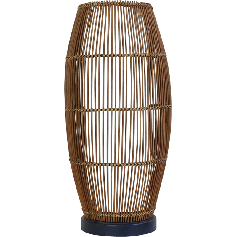Vintage table lamp in wicker and rattan, 1970s