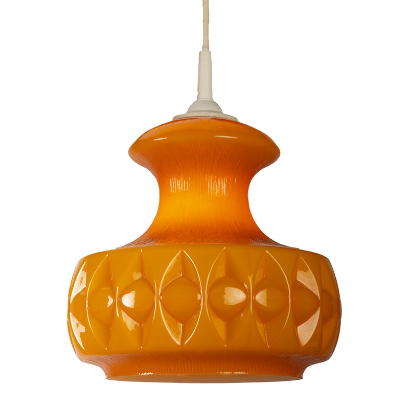 Vintage orange pendant lamp by Peil and Putzler