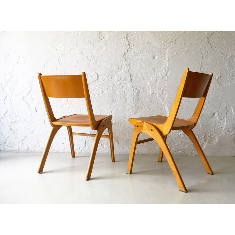 Pair of vintage danish stackable chairs, 1960s