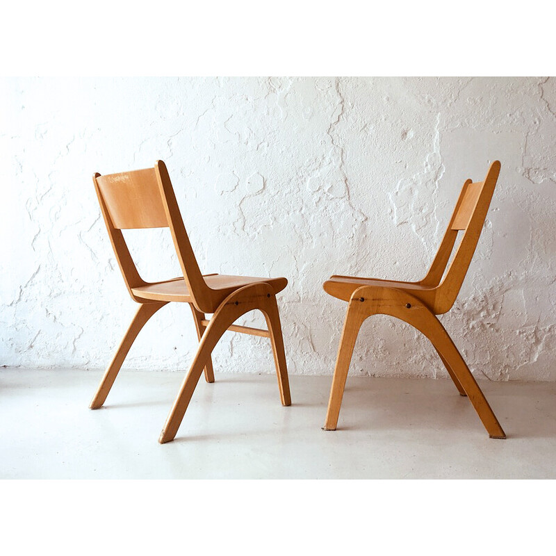Pair of vintage danish stackable chairs, 1960s