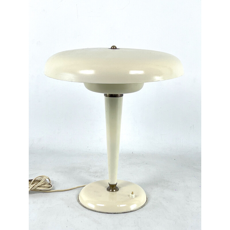 Mid-century Italian ministerial desk lamp in brass and ivory lacquer, Italy 1950s