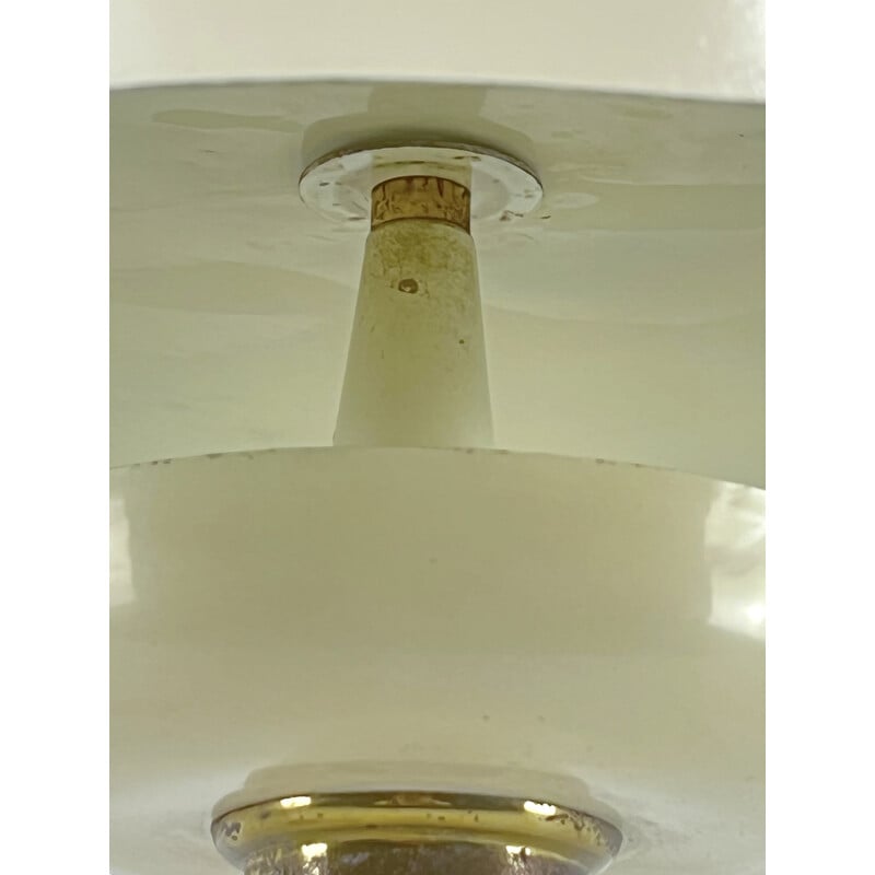 Lampe de bureau ministérielle italienne vintage en laiton et laque ivoire, Italie 1950