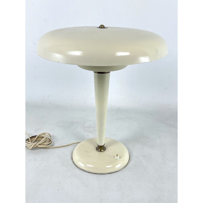 Middeleeuwse Italiaanse ministeriële bureaulamp in messing en ivoorlak, Italië 1950