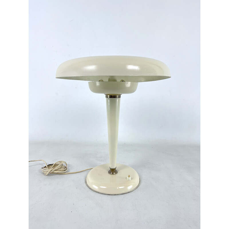 Mid-century Italian ministerial desk lamp in brass and ivory lacquer, Italy 1950s