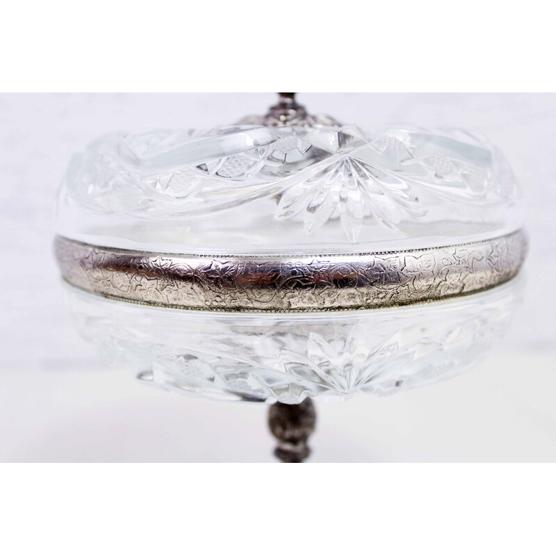 Bonbonnière vintage en cristal et métal argenté