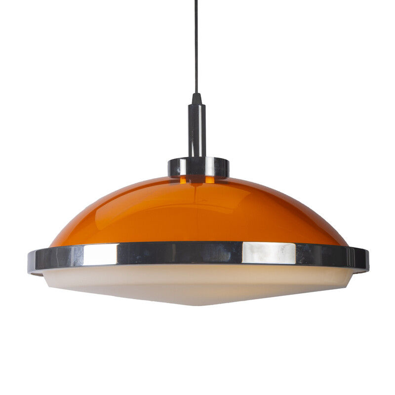 Candeeiro suspenso Vintage laranja e branco Space Age