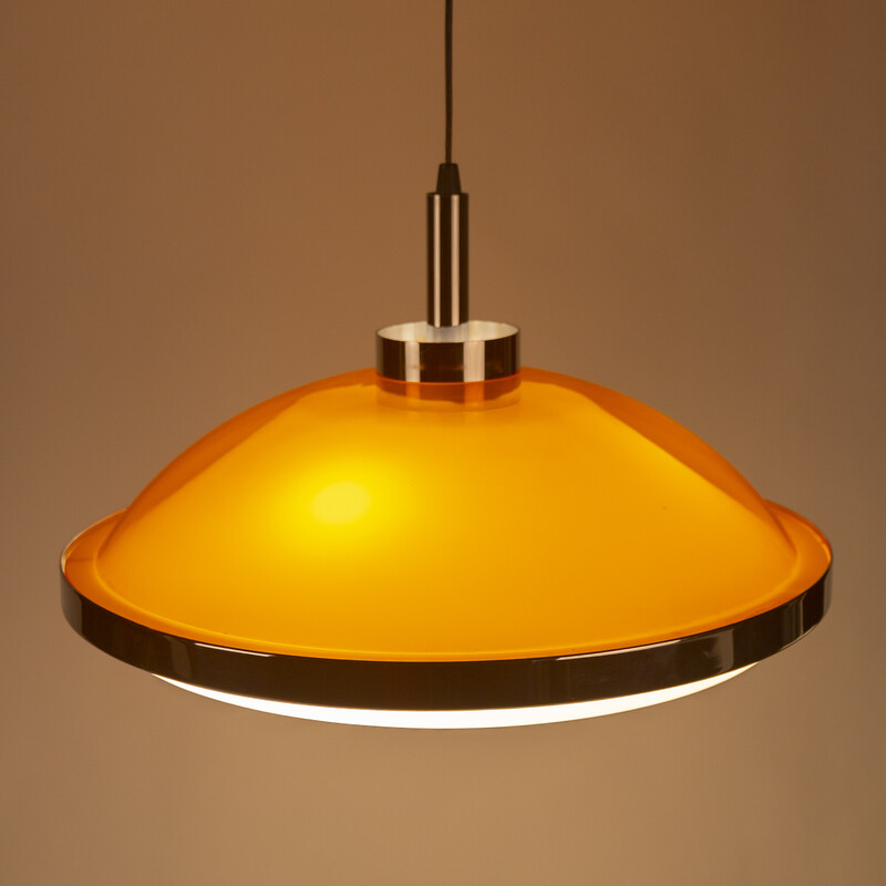 Candeeiro suspenso Vintage laranja e branco Space Age