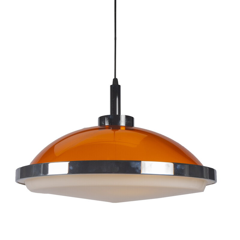 Vintage orange and white Space Age pendant lamp