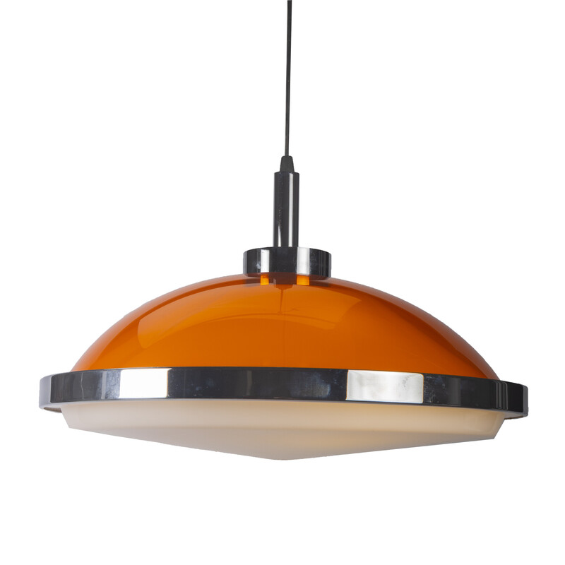 Candeeiro suspenso Vintage laranja e branco Space Age